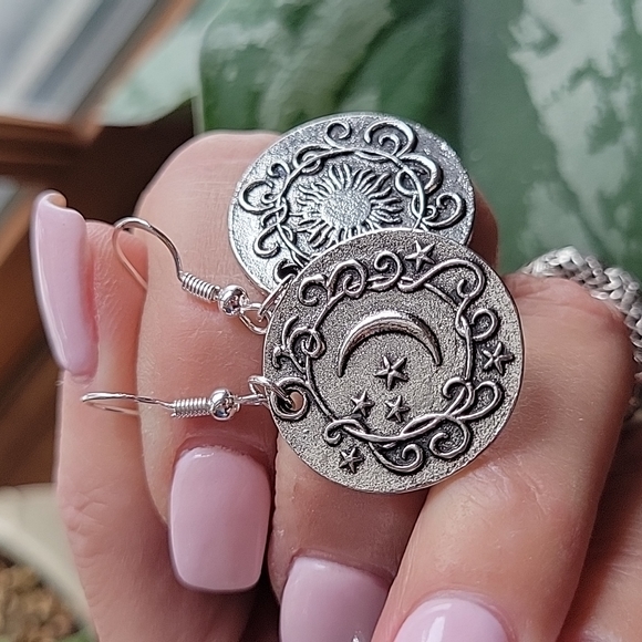 Free People Jewelry - Vintage Sun and Moon Drop Earrings, S925